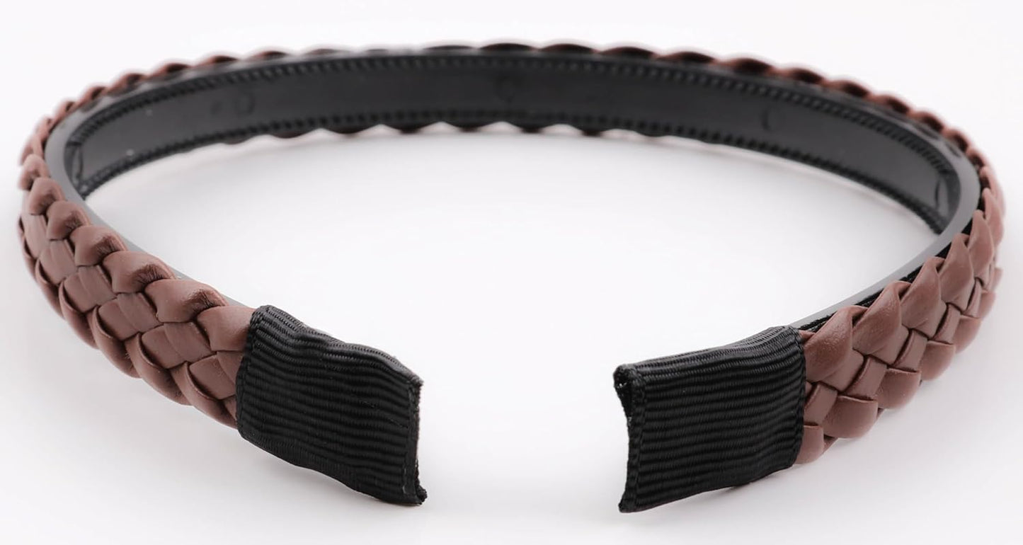 Twist braided faux leather headband