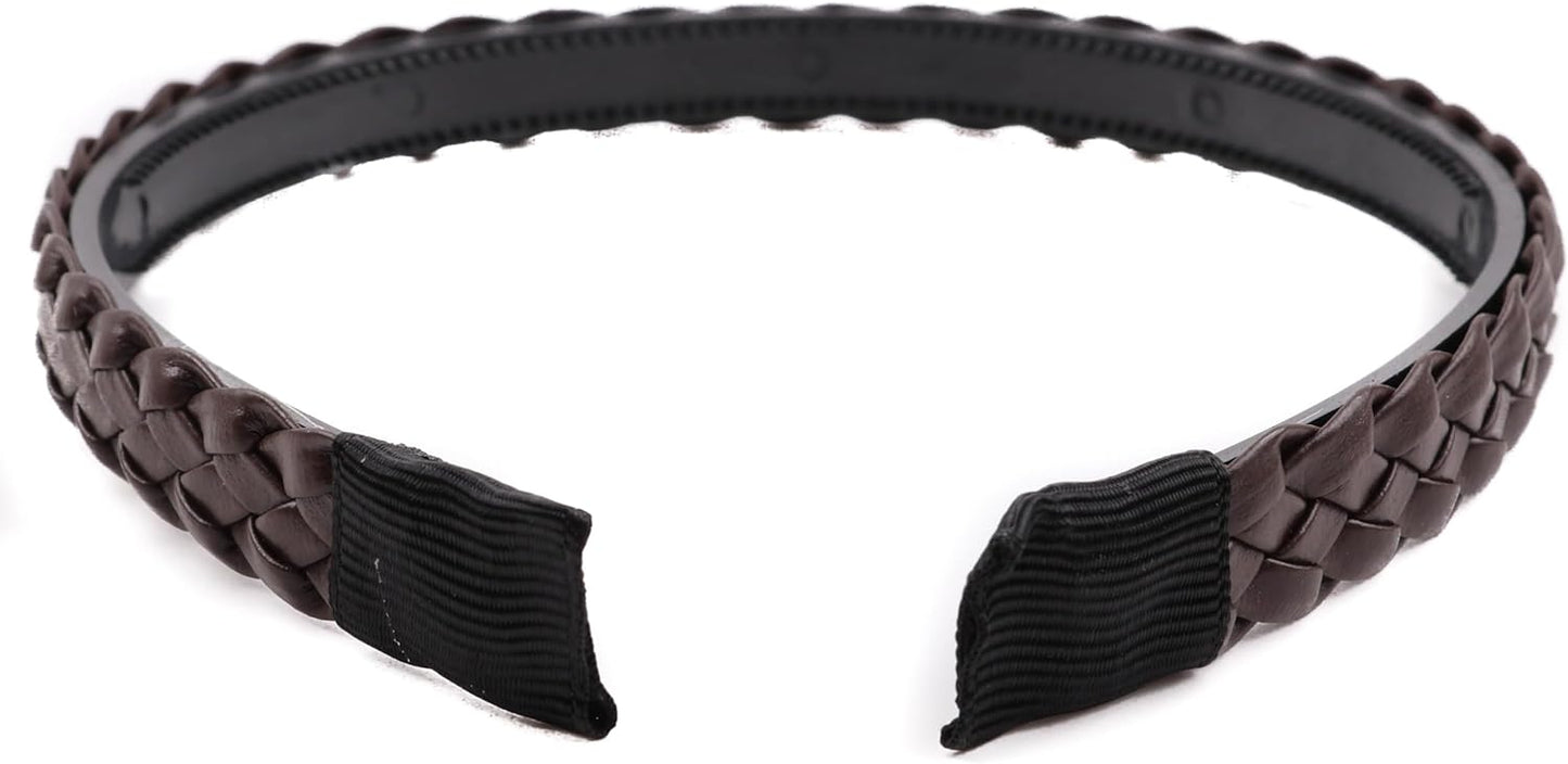 Twist braided faux leather headband