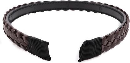 Twist braided faux leather headband