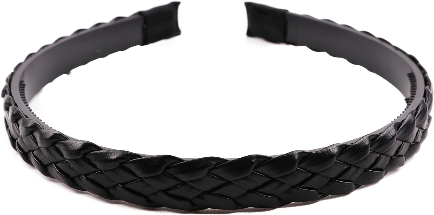 Twist braided faux leather headband