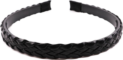 Twist braided faux leather headband