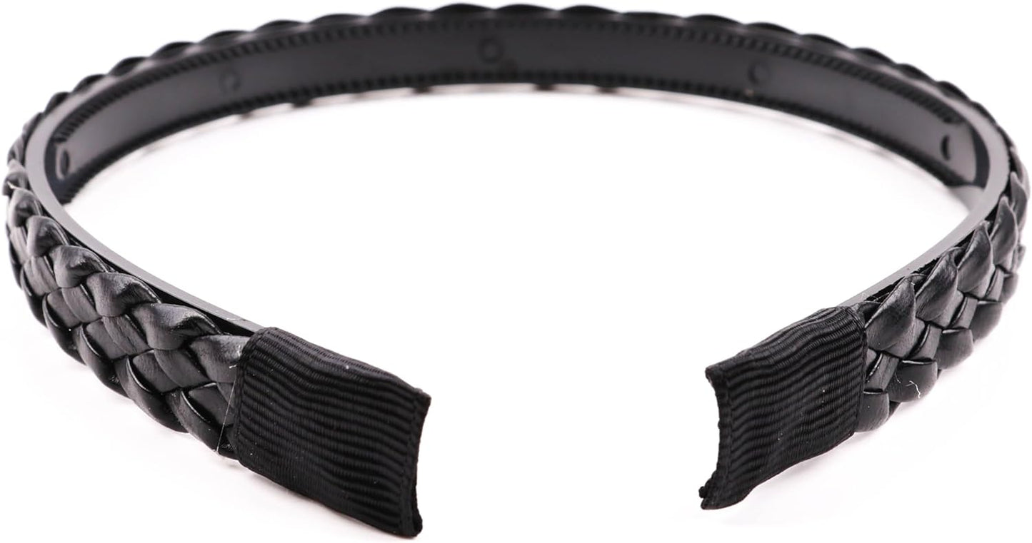 Twist braided faux leather headband