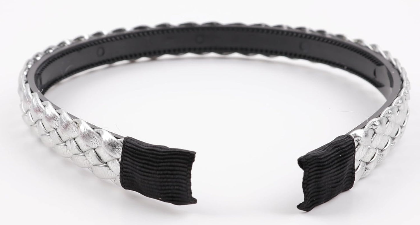 Twist braided faux leather headband