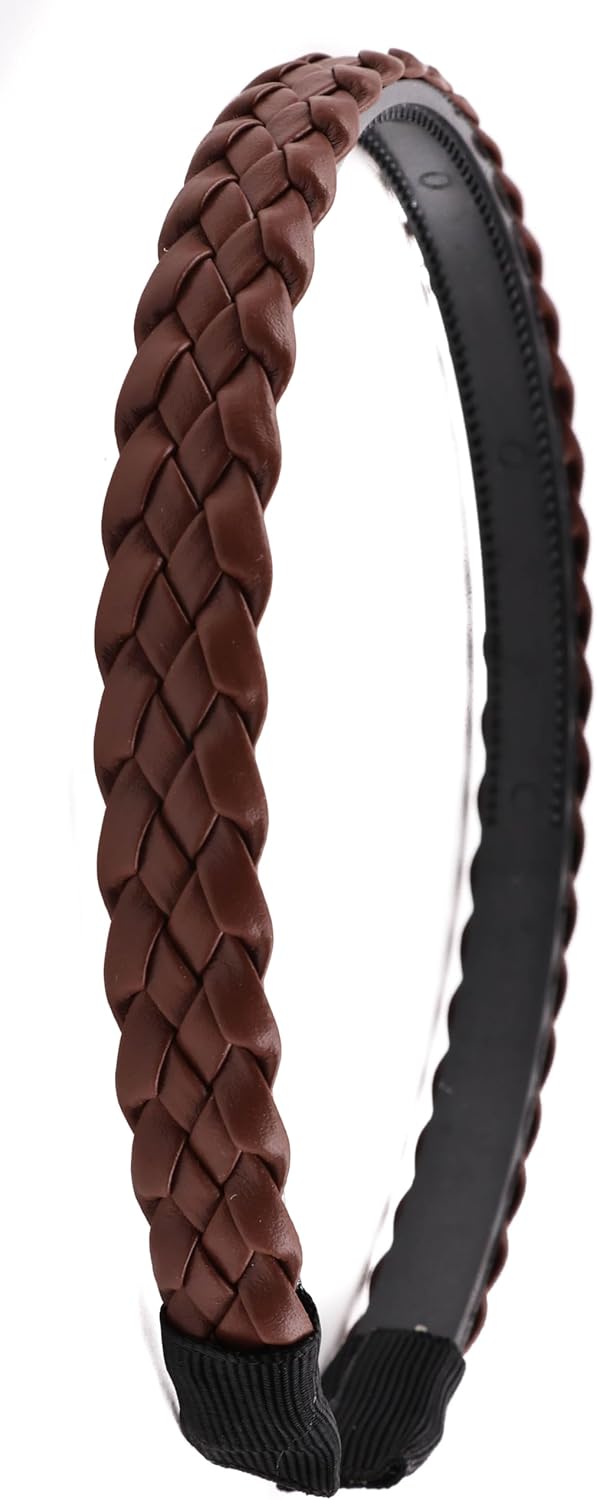 Twist braided faux leather headband