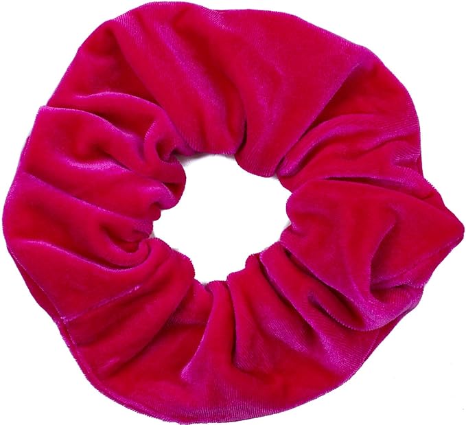 Large Fuchsia Pink Velvet Scrunchie Soft Smooth Premium Hair Tie Ponytail Holder for Women Girls Thick Hair Stylish Hair Band