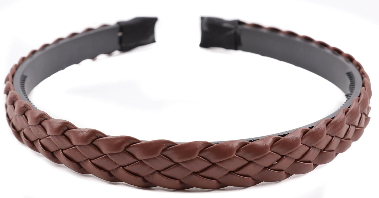 Twist braided faux leather headband