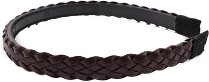 Twist braided faux leather headband