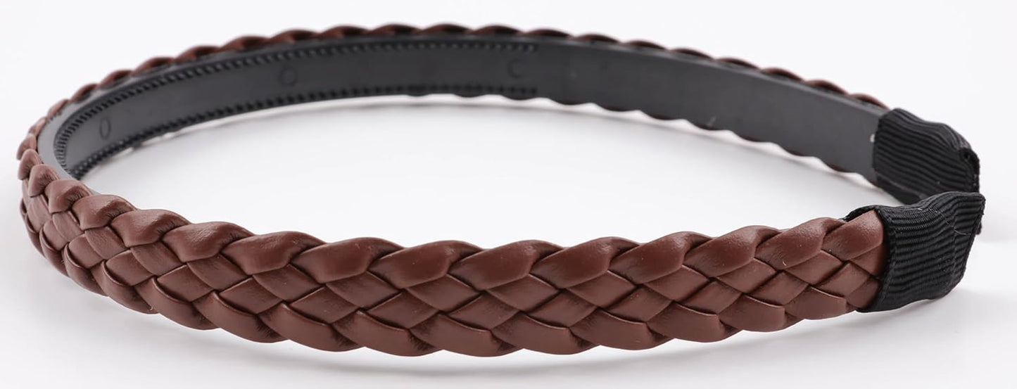 Twist braided faux leather headband