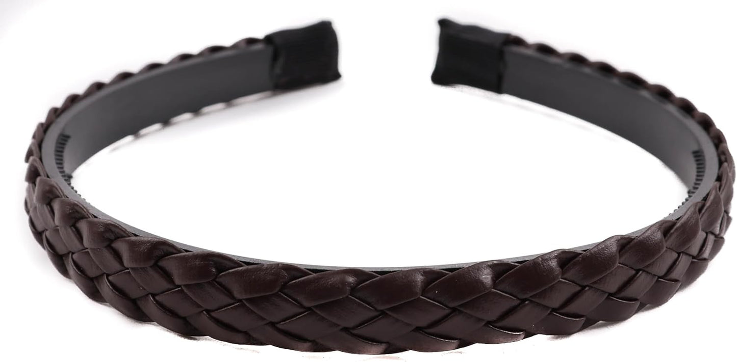 Twist braided faux leather headband