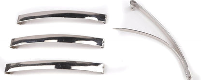 8PCS Slim French Style Silver Barrettes Hair Clips 7cm Thin Metal Domed Spring Hair Slides for Women Girls Strong Hold Classic Hair Accessories