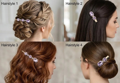 Ruby Crystal Stone Bobby Pins Hair Clips Decorative Slides for Women Party Wedding (Pack of 4)