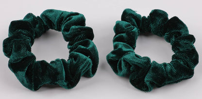 2 Pcs Velvet Hair Scrunchies for Girls & Women – Soft Skinny Small Hair Ties for Thin Hair, Stretchy Ponytail Bands (Green & Burgundy) Comfortable Daily Use Hair Accessories