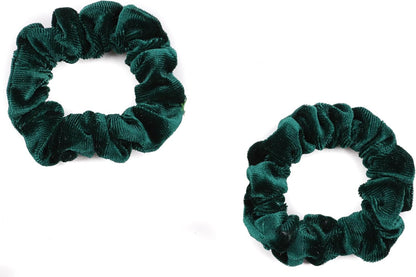 2 Pcs Velvet Hair Scrunchies for Girls & Women – Soft Skinny Small Hair Ties for Thin Hair, Stretchy Ponytail Bands (Green & Burgundy) Comfortable Daily Use Hair Accessories