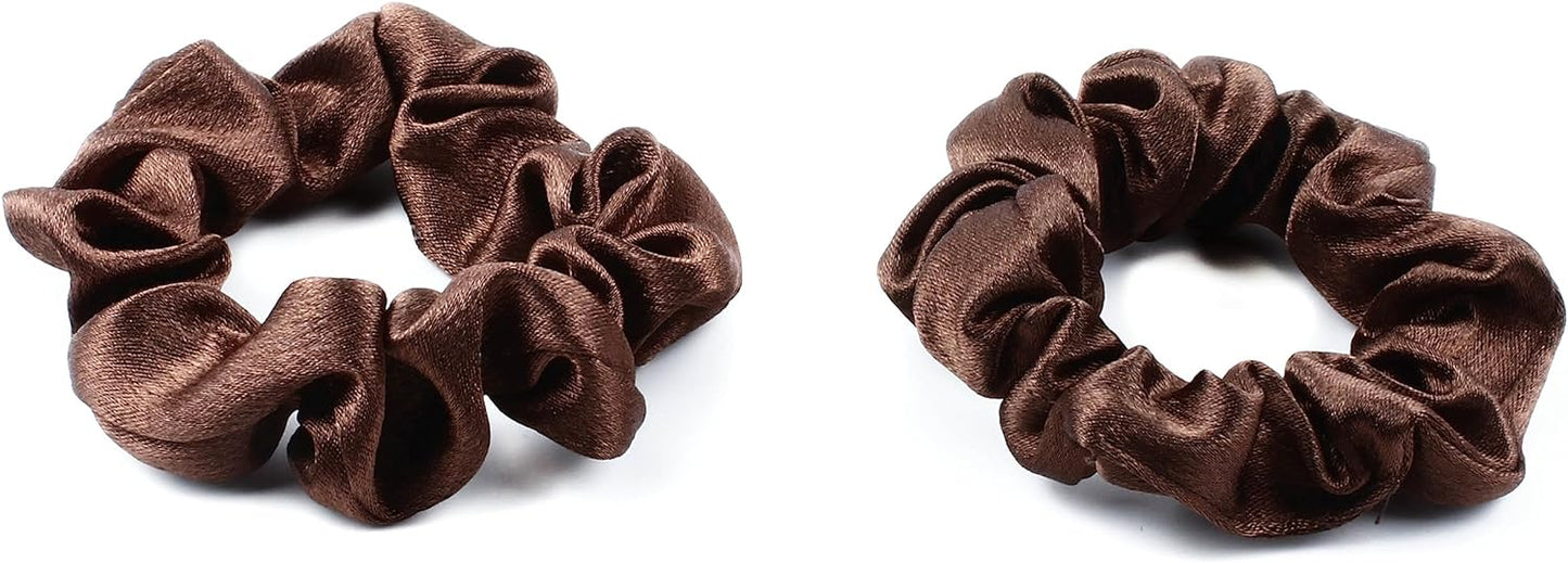 2 pcs Small plain satin hair  scrunchies