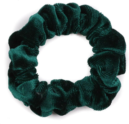 2 Pcs Velvet Hair Scrunchies for Girls & Women – Soft Skinny Small Hair Ties for Thin Hair, Stretchy Ponytail Bands (Green & Burgundy) Comfortable Daily Use Hair Accessories