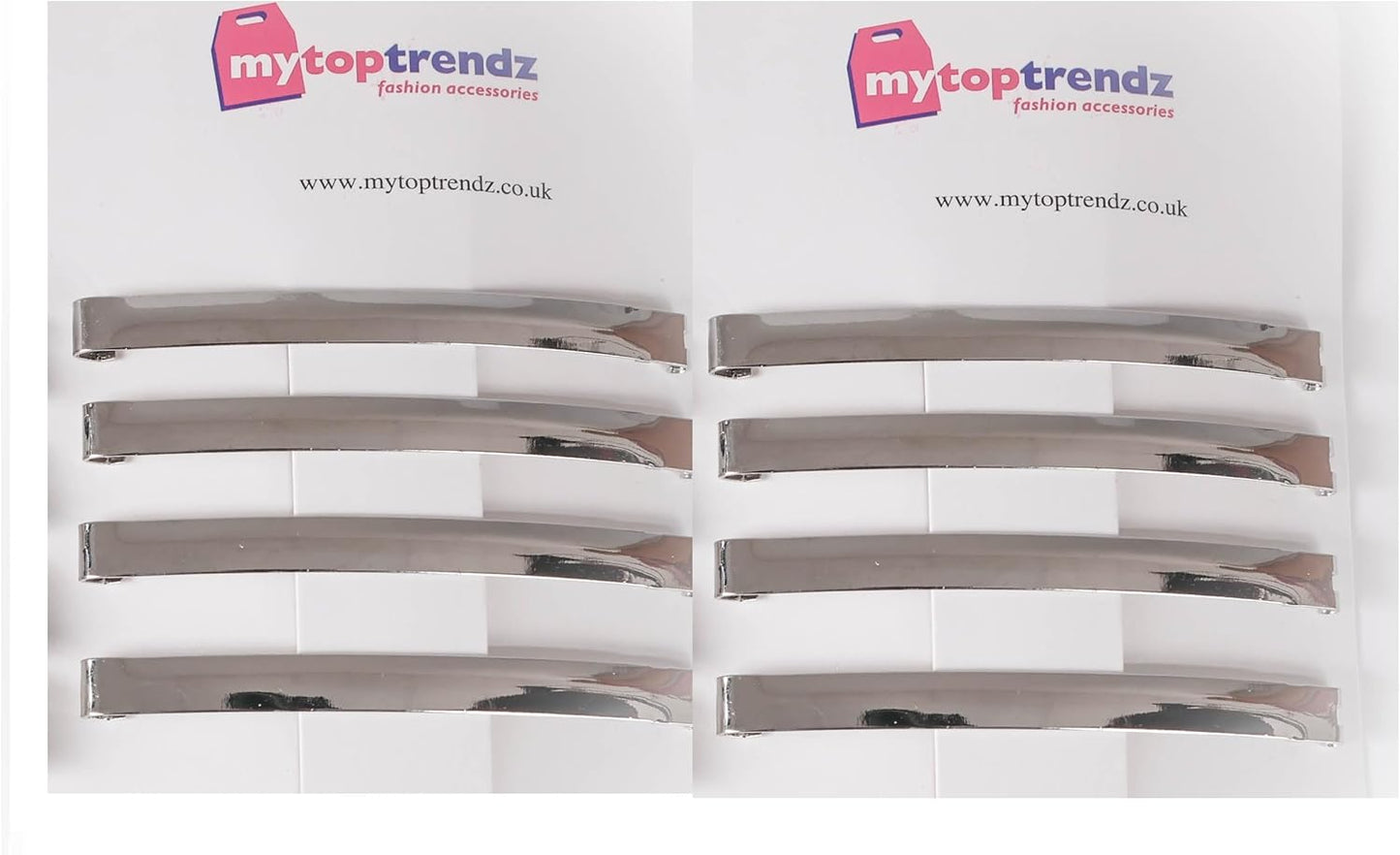 8PCS Slim French Style Silver Barrettes Hair Clips 7cm Thin Metal Domed Spring Hair Slides for Women Girls Strong Hold Classic Hair Accessories