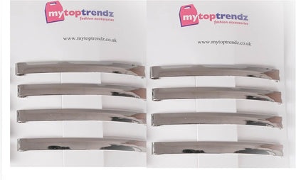 8PCS Slim French Style Silver Barrettes Hair Clips 7cm Thin Metal Domed Spring Hair Slides for Women Girls Strong Hold Classic Hair Accessories