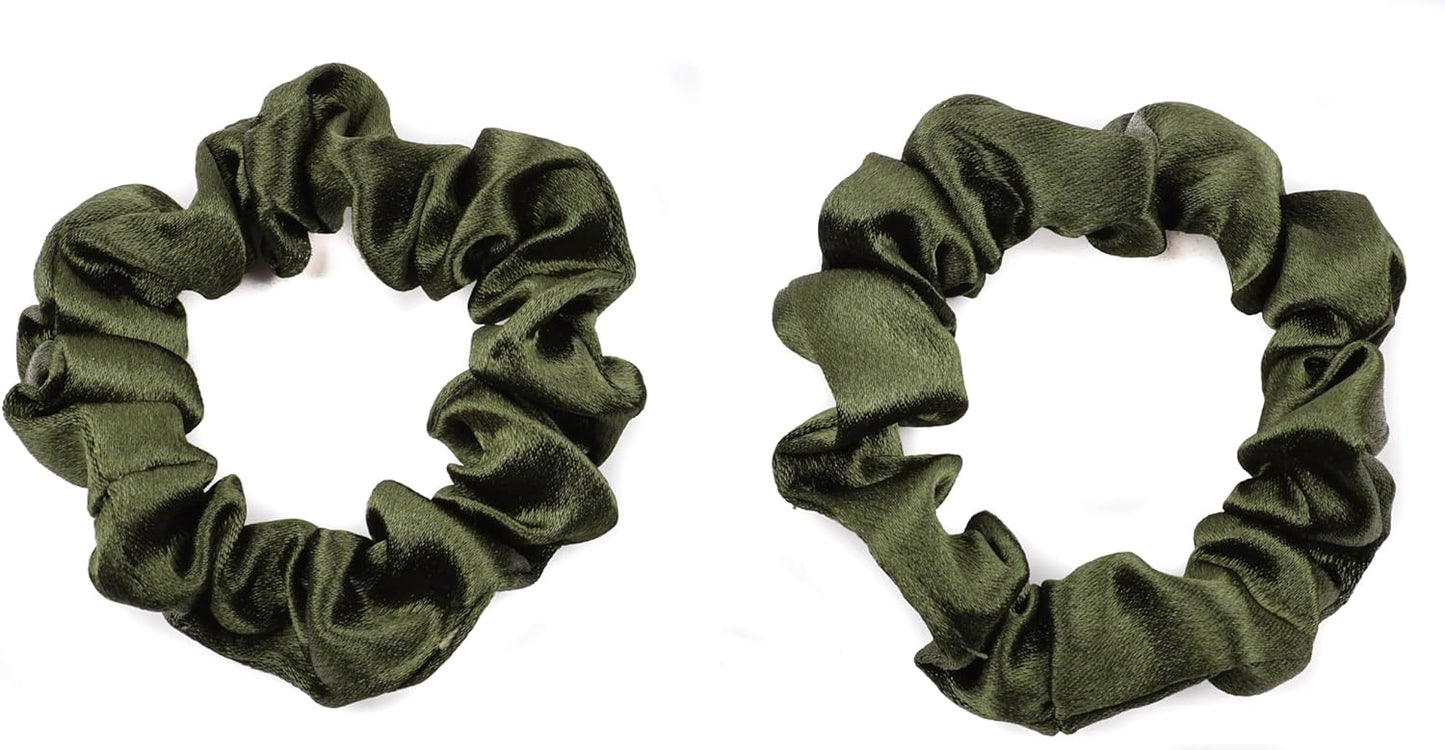 2 pcs Small plain satin hair  scrunchies