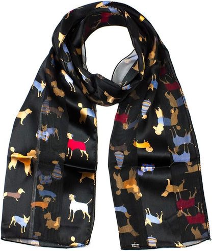 dog print striped scarf