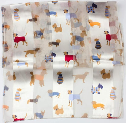 dog print striped scarf