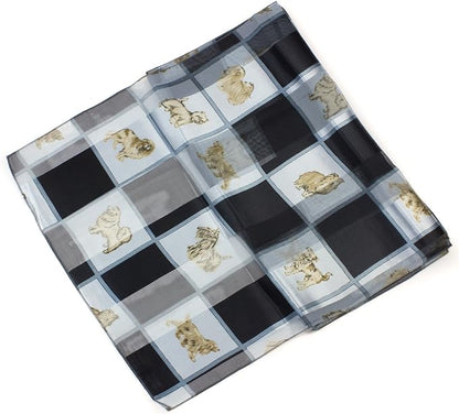 Soft silky dog print check Scarf