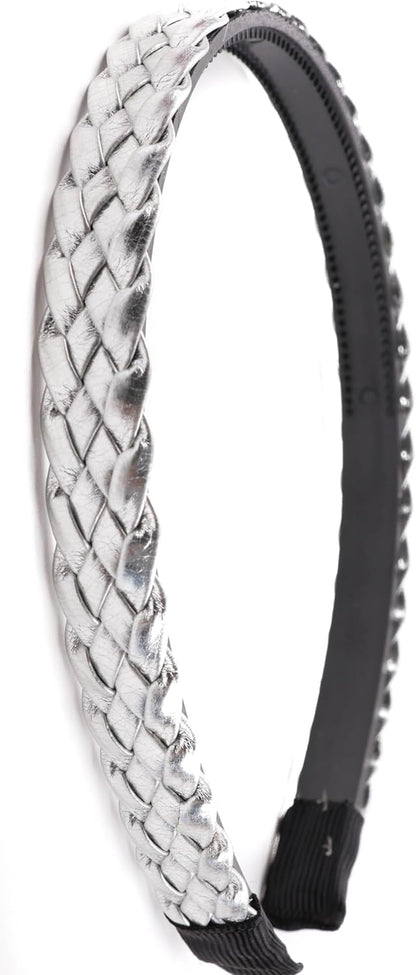 Twist braided faux leather headband