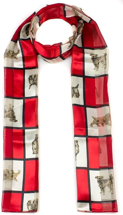 Soft silky dog print check Scarf