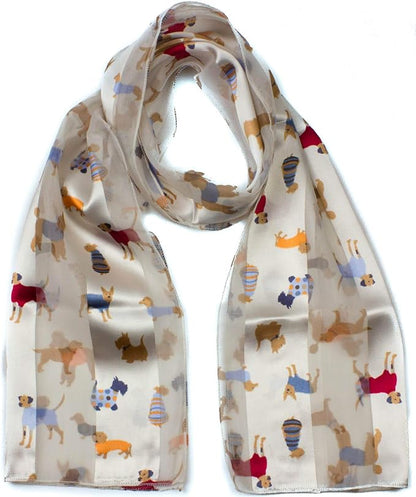 dog print striped scarf