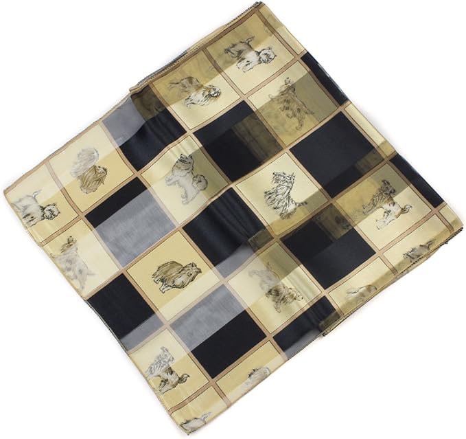 Soft silky dog print check Scarf