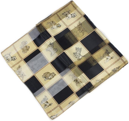 Soft silky dog print check Scarf