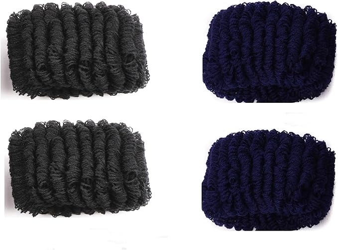 Set of 3 Black Donut Scrunchies Soft Towelling Fabric Hair Bands Thick Ponytail Holders for Women Girls Bun Styling