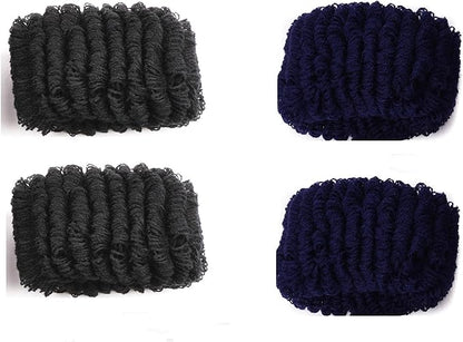 Set of 3 Black Donut Scrunchies Soft Towelling Fabric Hair Bands Thick Ponytail Holders for Women Girls Bun Styling