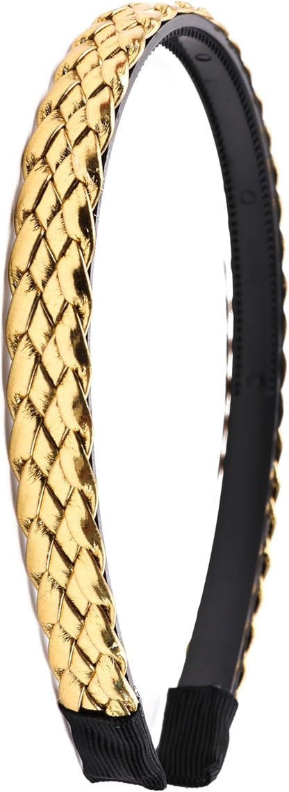 Twist braided faux leather headband