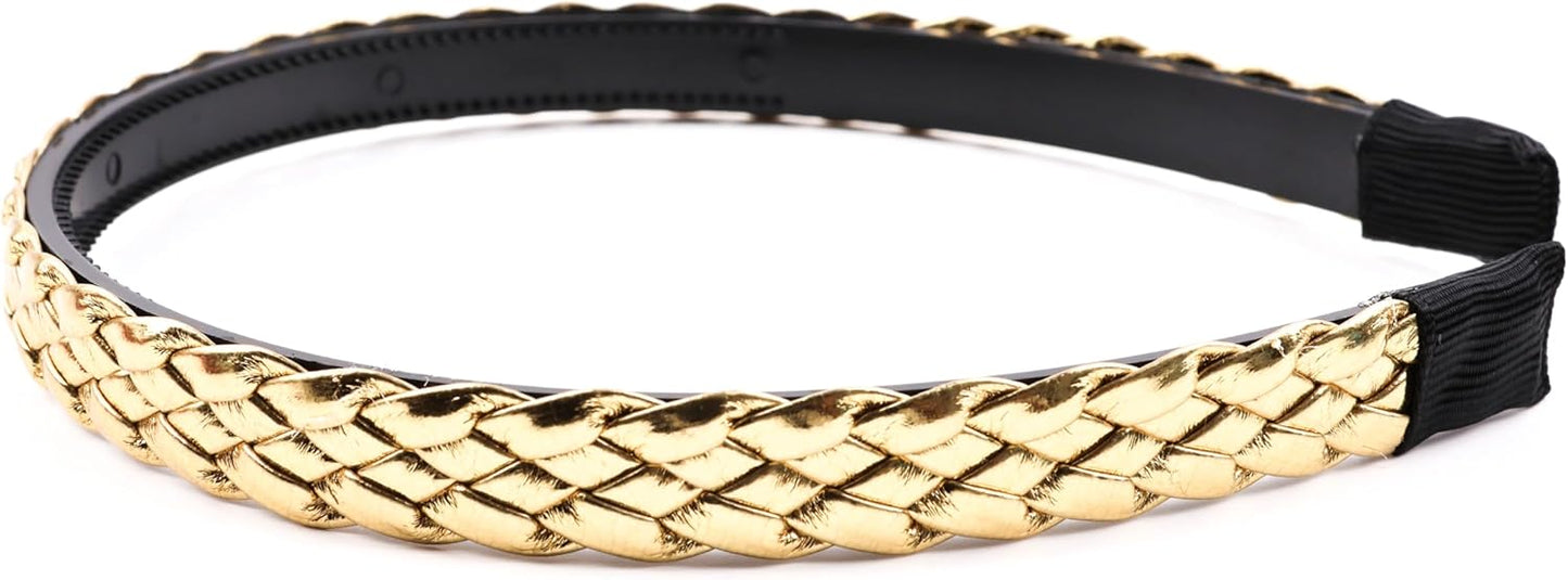 Twist braided faux leather headband