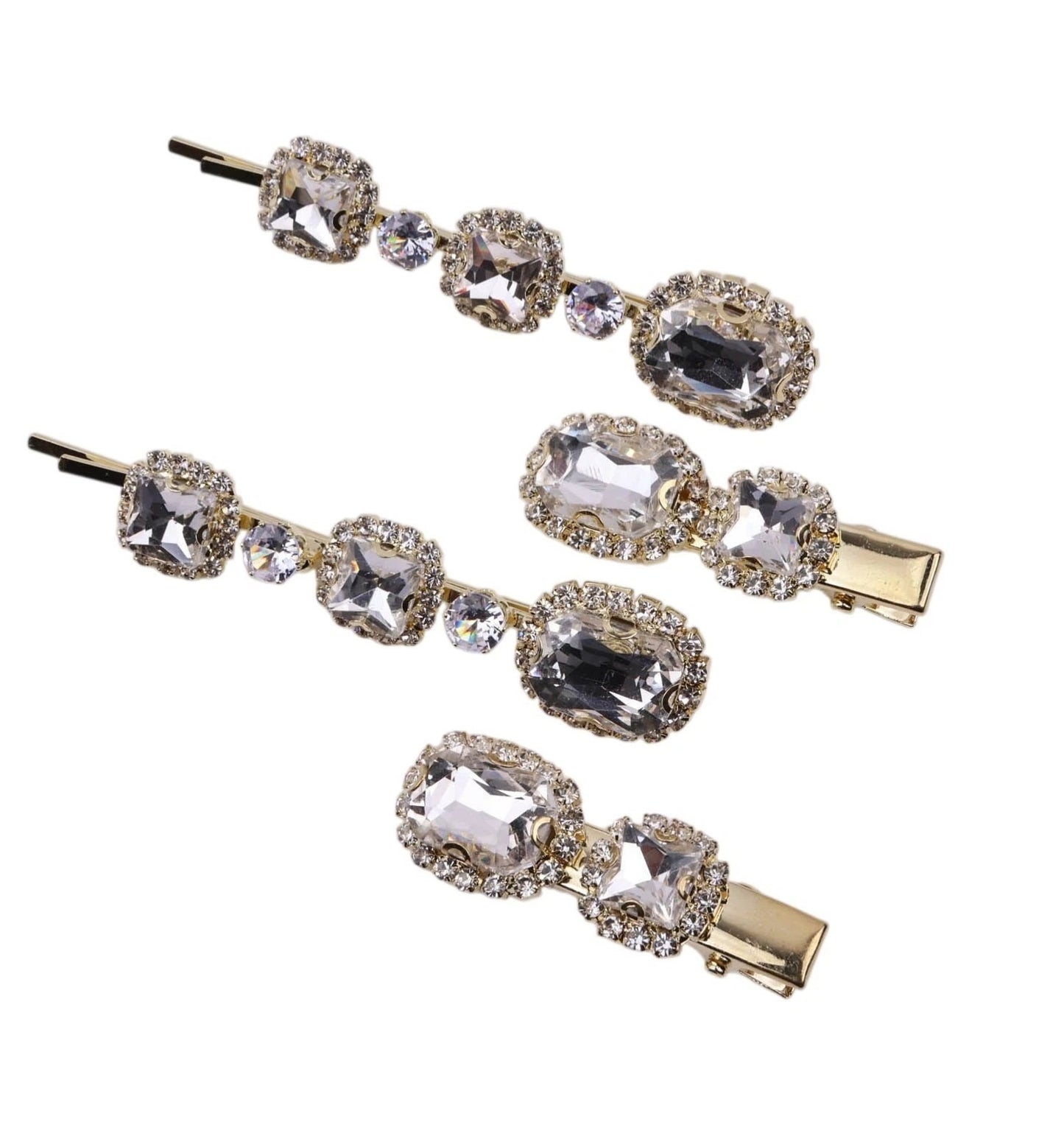 Ruby Crystal Stone Bobby Pins Hair Clips Decorative Slides for Women Party Wedding (Pack of 4)