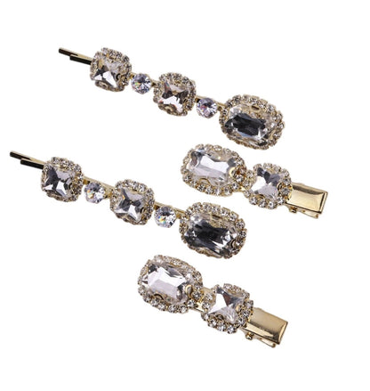 Ruby Crystal Stone Bobby Pins Hair Clips Decorative Slides for Women Party Wedding (Pack of 4)