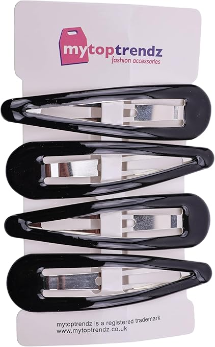 Large Epoxy Hair Snap Clips (4-Pack) - No-Slip Sleepies Barrettes for Women & Girls