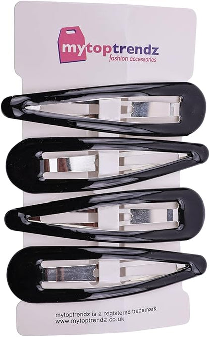 Large Epoxy Hair Snap Clips (4-Pack) - No-Slip Sleepies Barrettes for Women & Girls