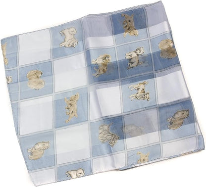 Soft silky dog print check Scarf