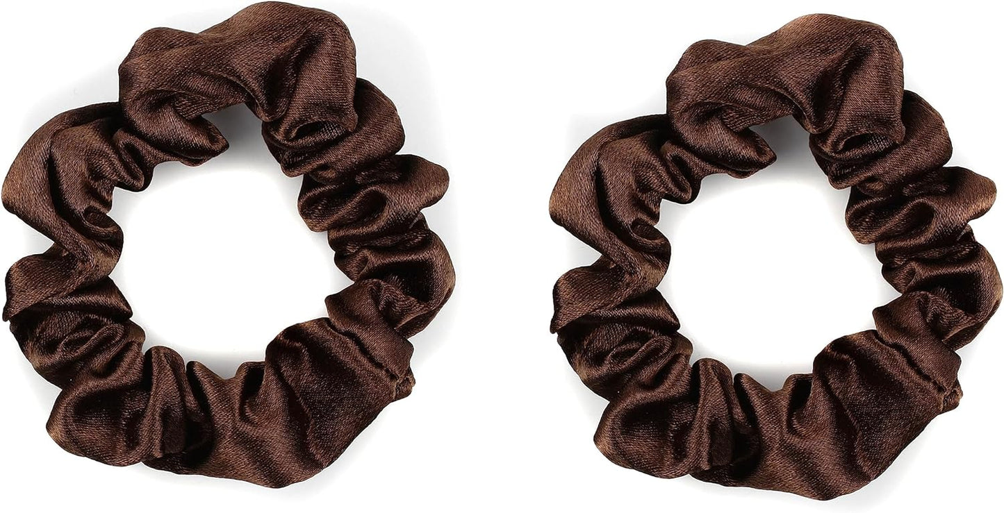 2 pcs Small plain satin hair  scrunchies