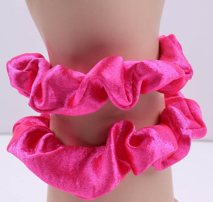 2 pcs Small plain satin hair  scrunchies