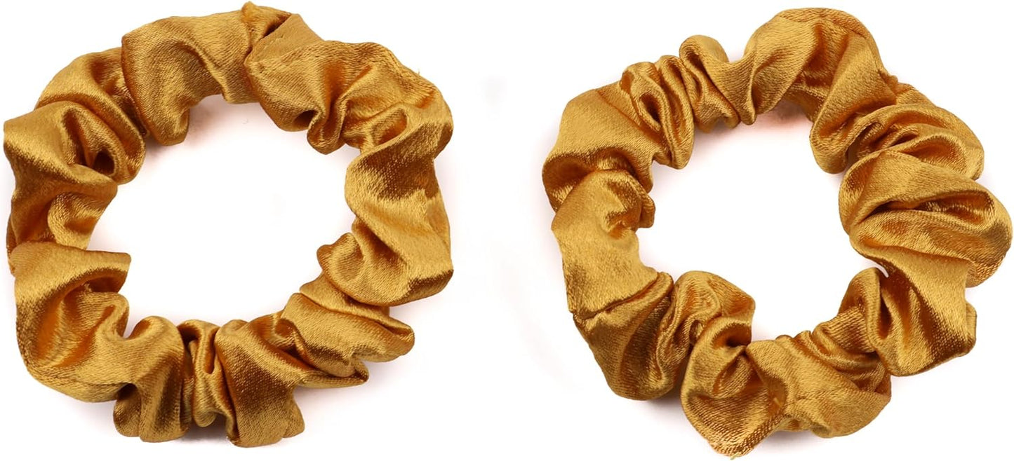 2 pcs Small plain satin hair  scrunchies