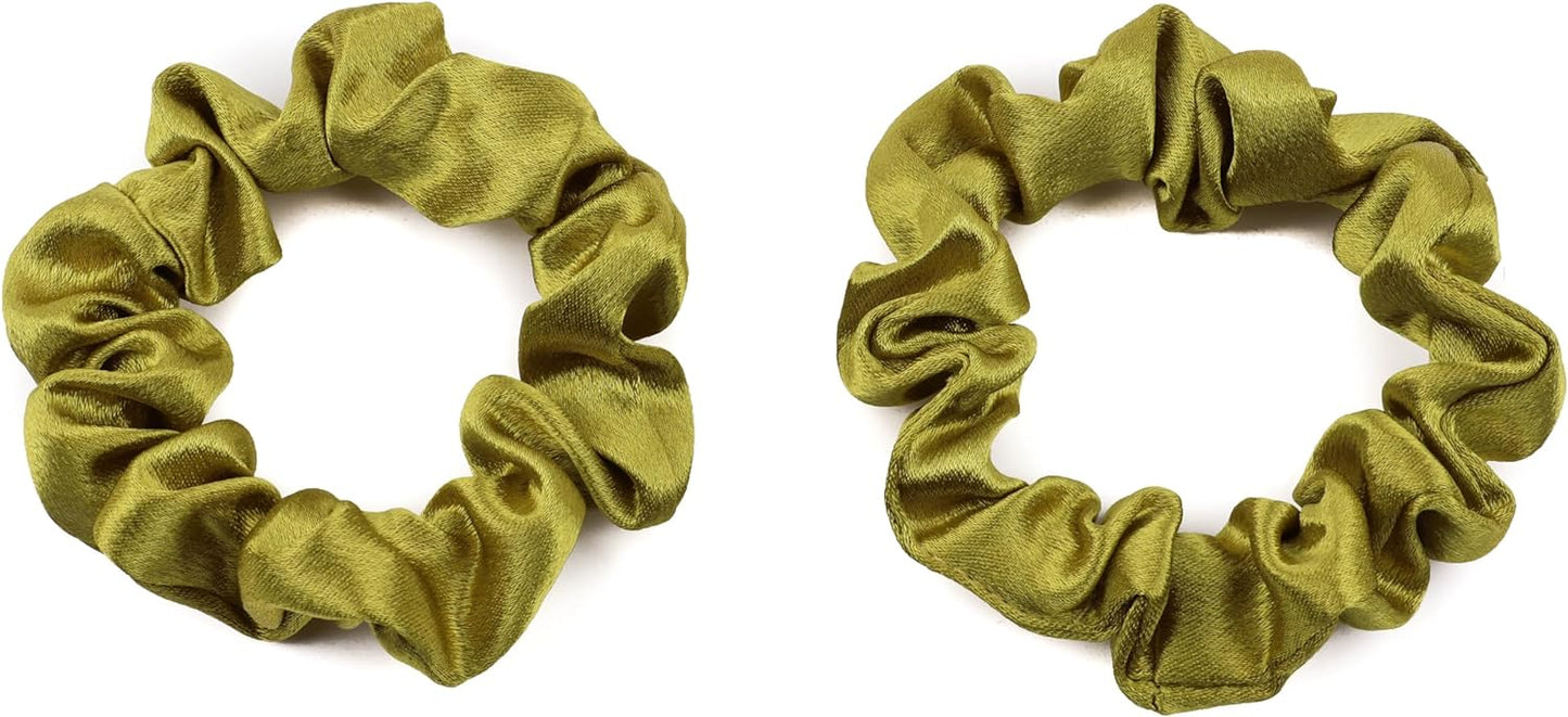 2 pcs Small plain satin hair  scrunchies