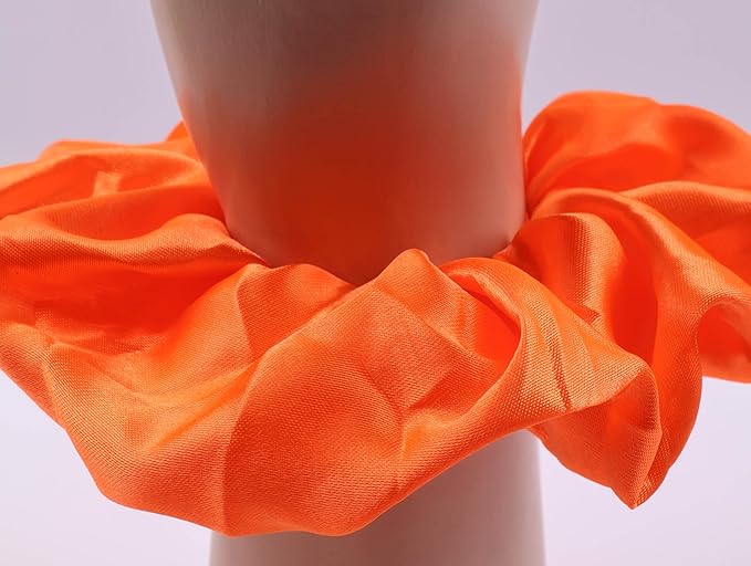 Orange Satin Hair Scrunchie Soft Silky Ponytail Hair Tie Traceless No Crease Hair Bobble for Women Girls Daily Use