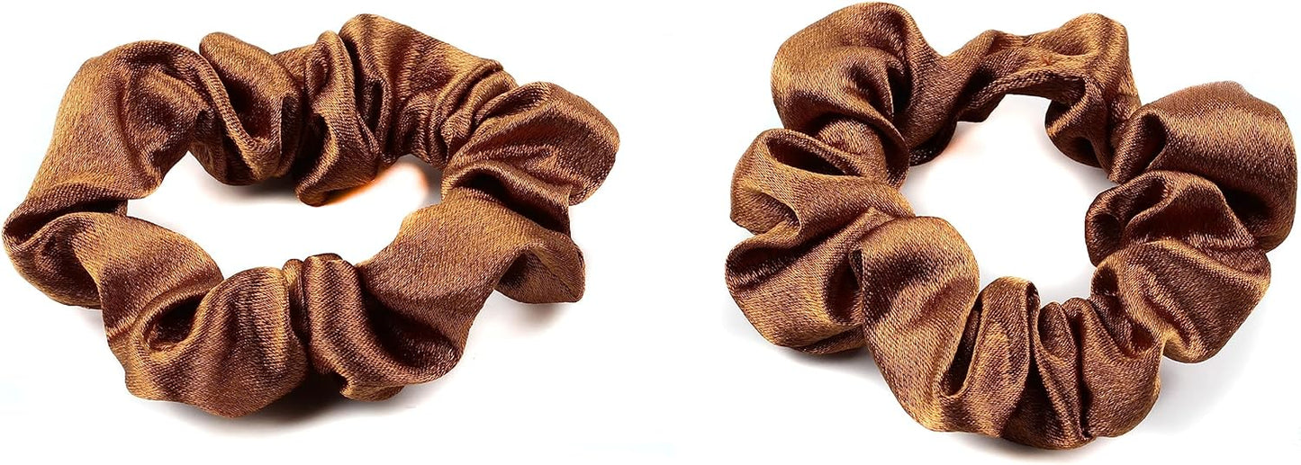 2 pcs Small plain satin hair  scrunchies
