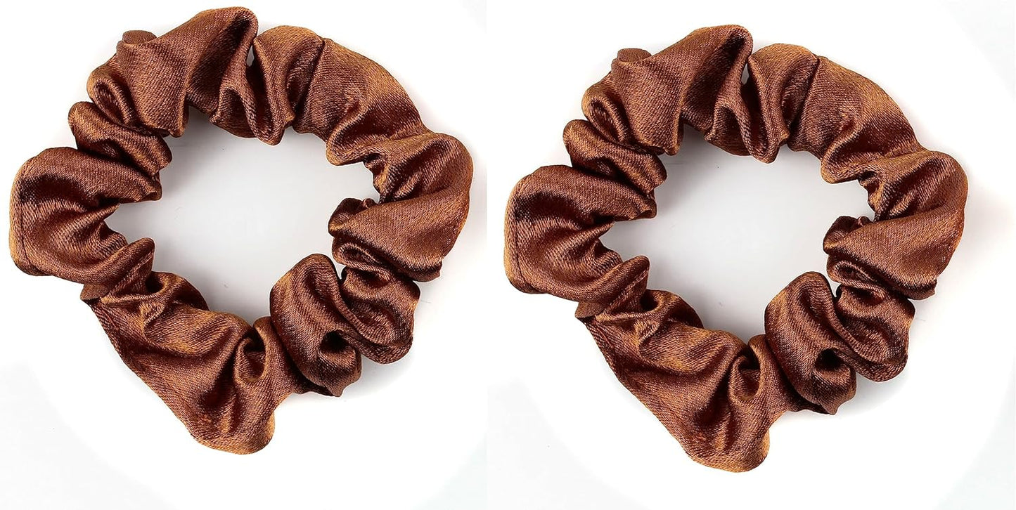 2 pcs Small plain satin hair  scrunchies
