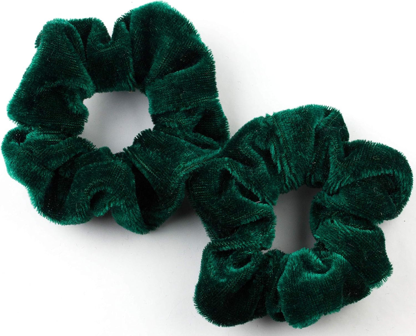 2 Pcs Velvet Hair Scrunchies for Girls & Women – Soft Skinny Small Hair Ties for Thin Hair, Stretchy Ponytail Bands (Green & Burgundy) Comfortable Daily Use Hair Accessories