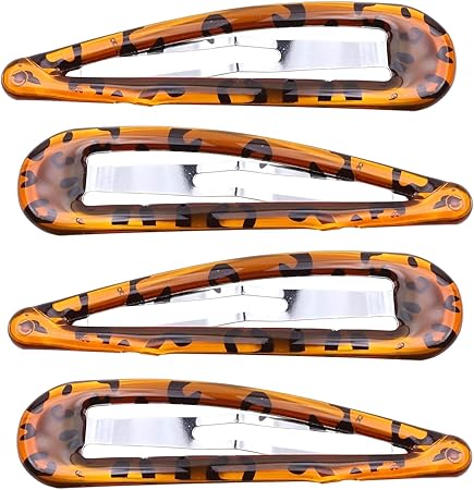 Large Epoxy Hair Snap Clips (4-Pack) - No-Slip Sleepies Barrettes for Women & Girls