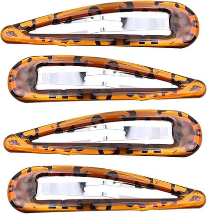 Large Epoxy Hair Snap Clips (4-Pack) - No-Slip Sleepies Barrettes for Women & Girls