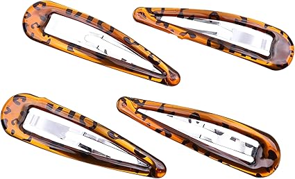 Large Epoxy Hair Snap Clips (4-Pack) - No-Slip Sleepies Barrettes for Women & Girls